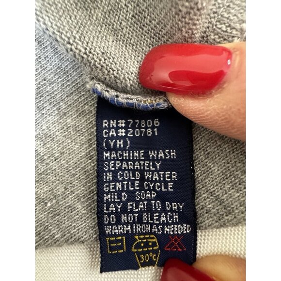 Tommy Hilfiger VTG Crest Print Polo Shirt L Long Sleeve Preppy Y2K Streetwear - Picture 3 of 7